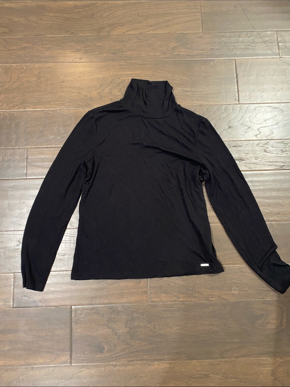 Tahari Black Crewneck Top with Branded Neck Tag